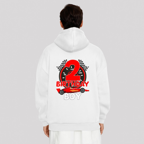 Birthday Boy 2 Two Race Car 2nd Birthday Racing Car Driver Hoodie - Image 2