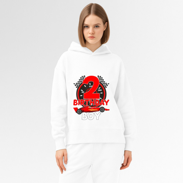 Birthday Boy 2 Two Race Car 2nd Birthday Racing Car Driver Hoodie - Image 3