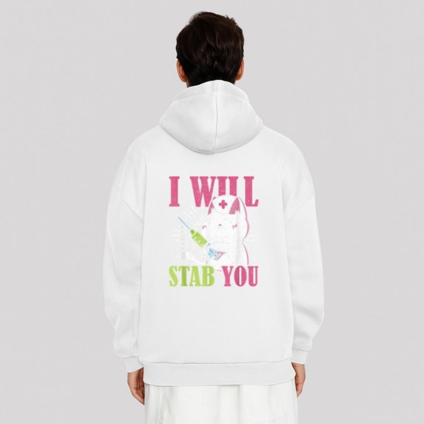Cat I Will Stab You Nurse Hoodie - Image 2
