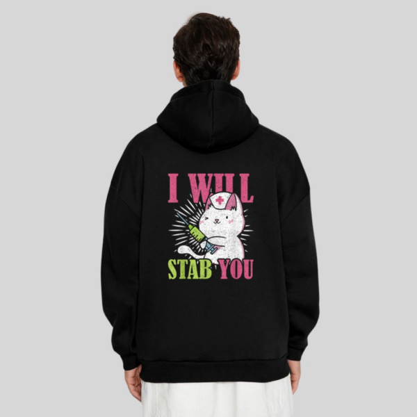 Cat I Will Stab You Nurse Hoodie - Image 4