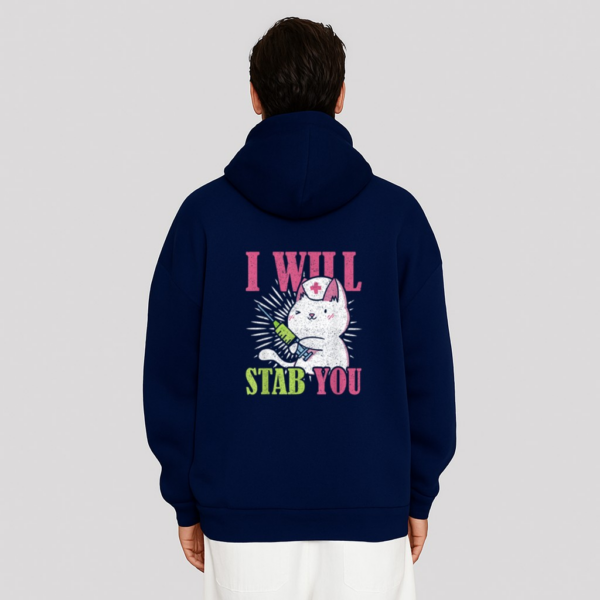 Cat I Will Stab You Nurse Hoodie - Image 8