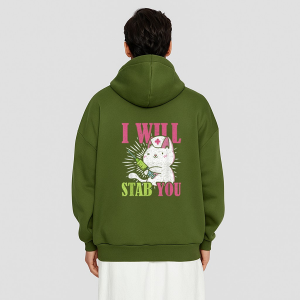 Cat I Will Stab You Nurse Hoodie - Image 10