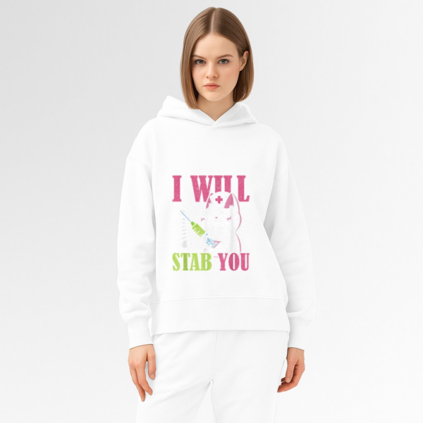 Cat I Will Stab You Nurse Hoodie - Image 3