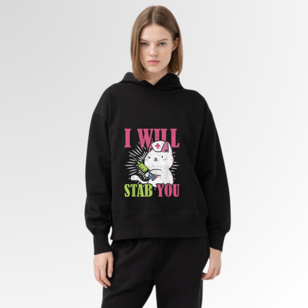 Cat I Will Stab You Nurse Hoodie - Image 5