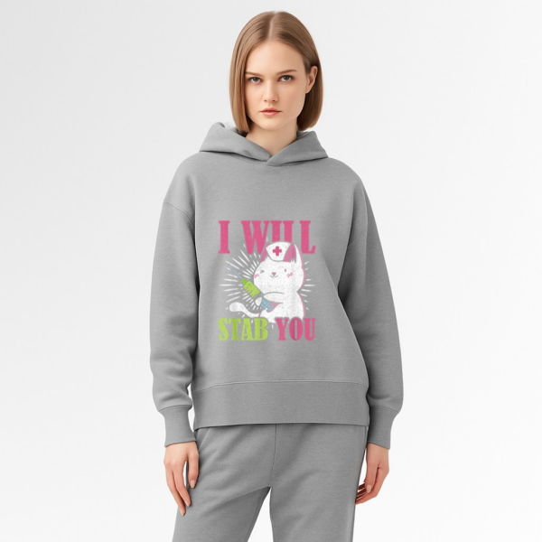 Cat I Will Stab You Nurse Hoodie - Image 7