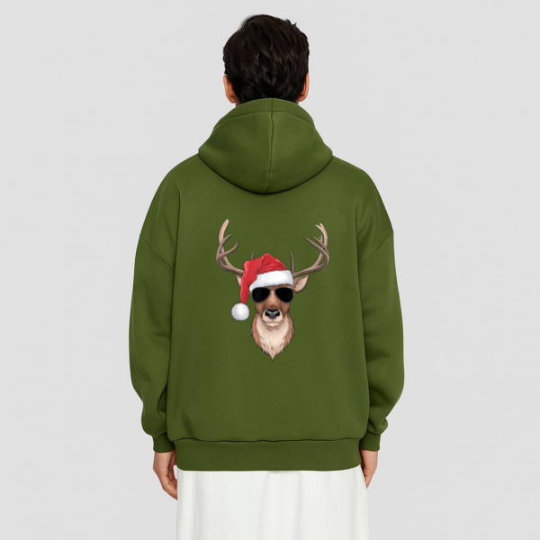 Cool Reindeer with Santa Hat and Christmas Hoodie - Image 10