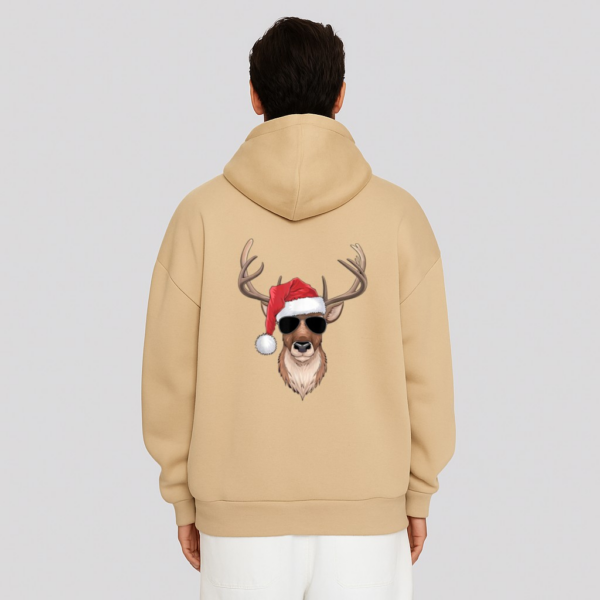 Cool Reindeer with Santa Hat and Christmas Hoodie - Image 12