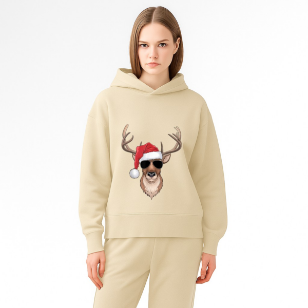 Cool Reindeer with Santa Hat and Christmas Hoodie - Image 13