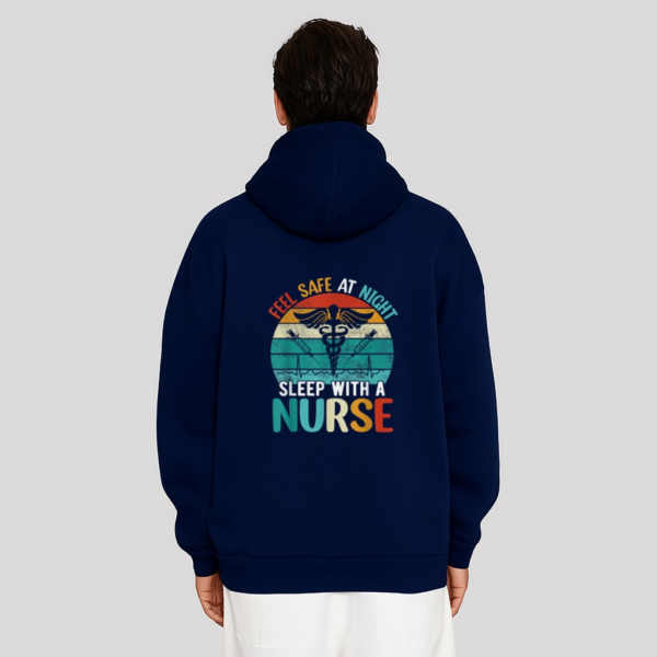 funny Nurse Quote feel safe at night sleep with a nurse Hoodie - Image 8