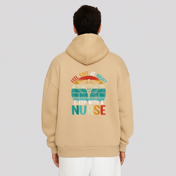 funny Nurse Quote feel safe at night sleep with a nurse Hoodie - Image 12