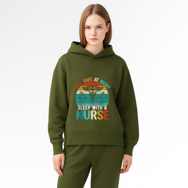 funny Nurse Quote feel safe at night sleep with a nurse Hoodie - Image 11