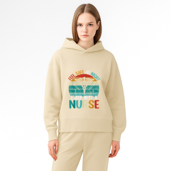 funny Nurse Quote feel safe at night sleep with a nurse Hoodie - Image 13