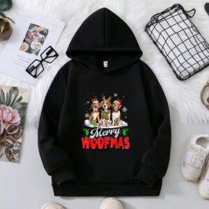 Merry Woofmas Beagle Dog Christmas Dog Lover Xmas Hoodie