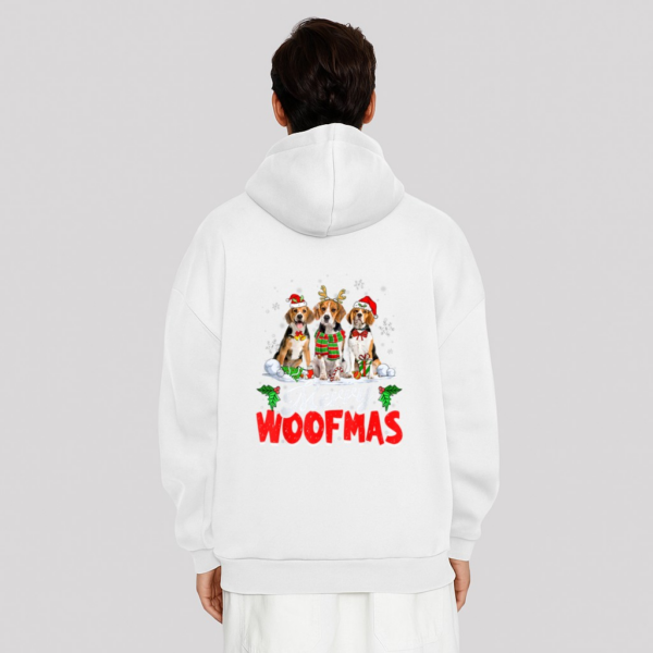 Merry Woofmas Beagle Dog Christmas Dog Lover Xmas Hoodie - Image 2