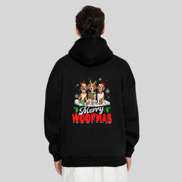 Merry Woofmas Beagle Dog Christmas Dog Lover Xmas Hoodie - Image 4