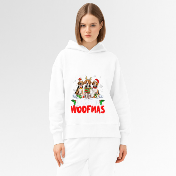 Merry Woofmas Beagle Dog Christmas Dog Lover Xmas Hoodie - Image 3