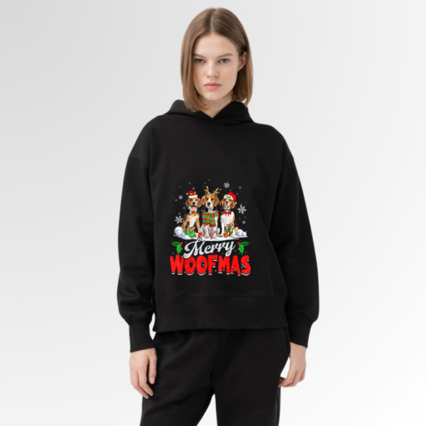Merry Woofmas Beagle Dog Christmas Dog Lover Xmas Hoodie - Image 5