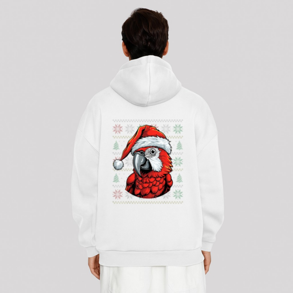Ugly Parrot Lover Wearing Santa Hat Xmas Parrot Christmas Hoodie - Image 2