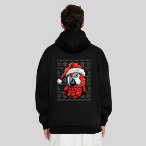 Ugly Parrot Lover Wearing Santa Hat Xmas Parrot Christmas Hoodie - Image 4
