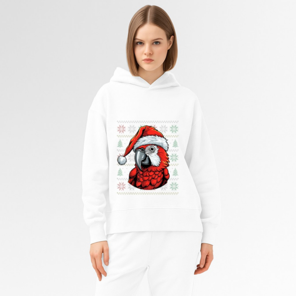 Ugly Parrot Lover Wearing Santa Hat Xmas Parrot Christmas Hoodie - Image 3