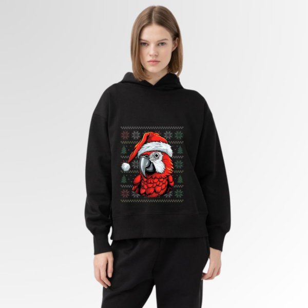 Ugly Parrot Lover Wearing Santa Hat Xmas Parrot Christmas Hoodie - Image 5